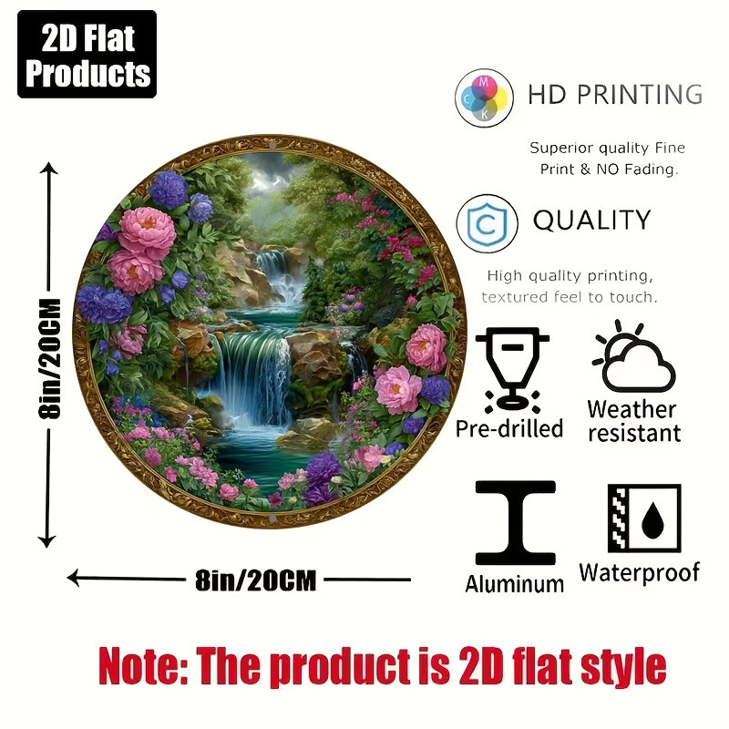 HELLOYOUNG Rundes Metallschild mit floralem Design in Weiß und Multicolour, Durchmesser: 20,32 cm - Bild 2