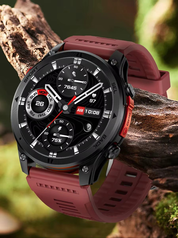 Paazomu Smartwatch für Herren mit GPS, Bluetooth-Anruf, Kompass, Herzfrequenz und SpO2 in Schwarz - Bild 5