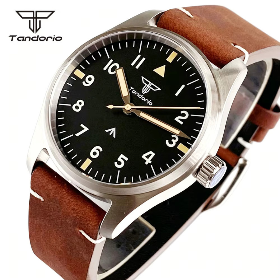 Tandorio Piloten-Aviatoren-Uhr, Automatik, Edelstahl, 39 mm, Herren - Bild 1