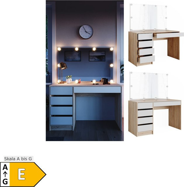 Vicco Schminktisch Sherry in Weiß und Sonoma mit LED-Spiegel und Kommode für dein Schlafzimmer - Bild 1
