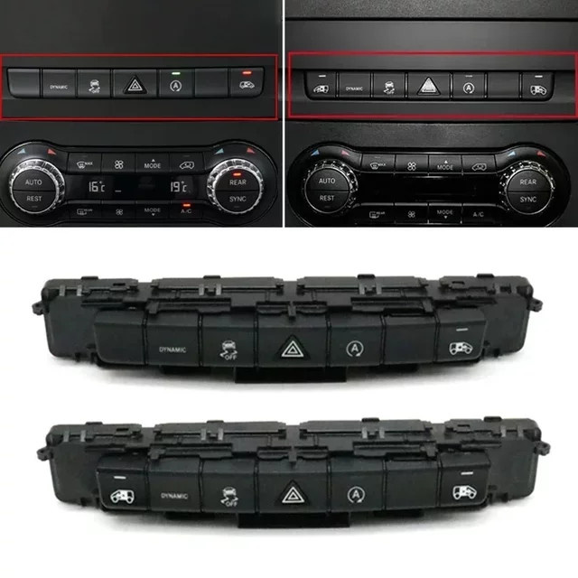 Sencaln Dynamischer Warnblinklicht Schalter für Mercedes-Benz Vito und V-Klasse W447 W448 (2018-2021), Farbe: Schwarz, Teilenummer: A 4479050205 - Bild 1