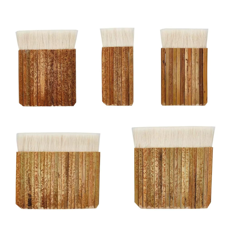 Aquarellpinsel Set mit Bambusgriff in 5 Größen, braun, ideal für Keramikmalerei und Reinigung - Bild 2
