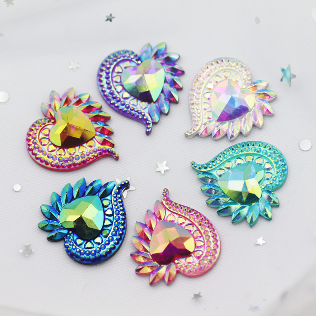 10 Stück YUSDTSHA Harz Strass in Herzform für DIY-Projekte, Multicolour, B: 3,3 cm, T: 3,0 cm - Bild 1