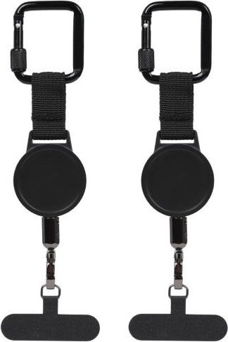 baybabo 2er-Set Einziehbarer Handy-Sicherheitsgurt mit Stahlkabel und Gürtelclip in Schwarz, 60 cm Länge für Diebstahlschutz und Freisprechfunktion - Bild 1