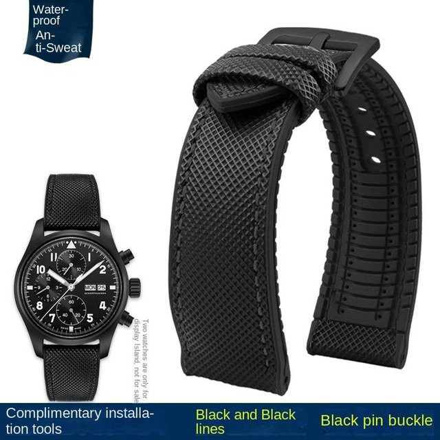 Freesh Uhrenarmband Nylon, Kautschuk, Schwarz, Herren - Bild 1
