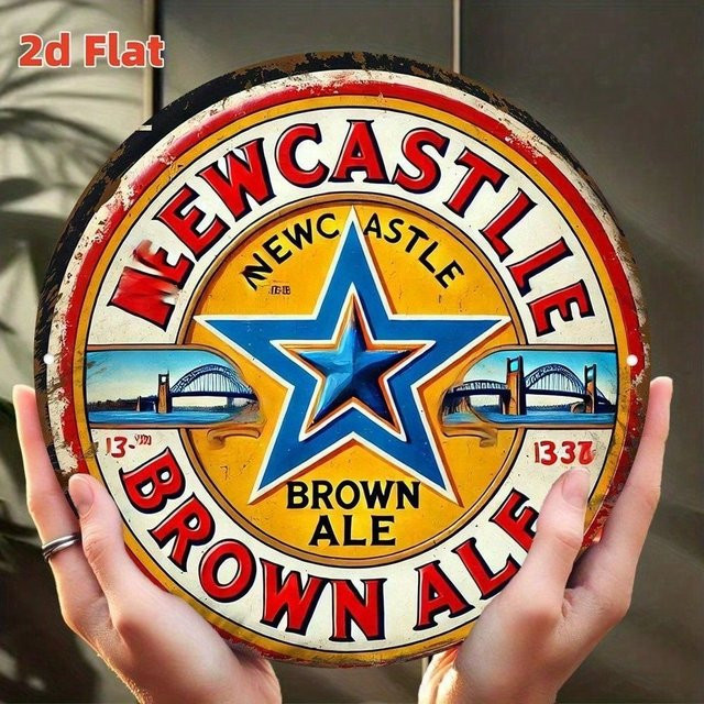 Retro Newcastle Brown Ale Metallschild CIFBUY Wanddekoration Rund, Mehrfarbig, Durchmesser: 20,32 cm - Bild 1