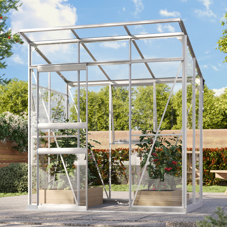 Vitavia Gewächshaus Fokus 3250 mit Stahlfundamentrahmen und Schiebetür, Aluminium eloxiert, 2,5 m² - Bild 2