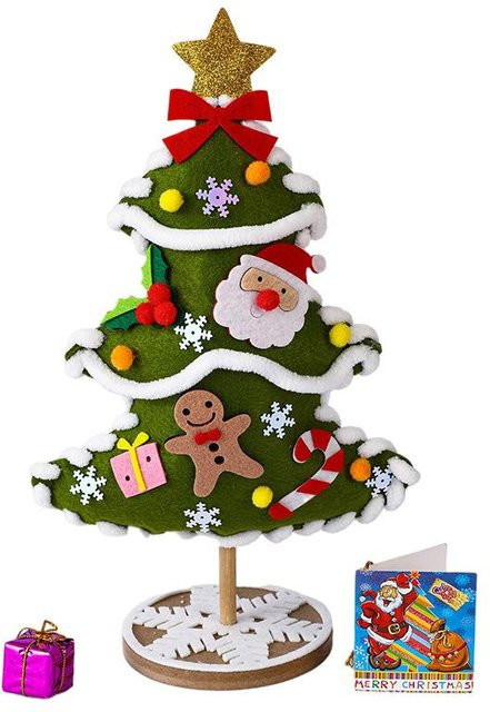 Yiran bag DIY Weihnachtsbaum Bastelset für Kinder mit Filz-Tieren und Weihnachtsmann in Braun und Grün - Bild 1