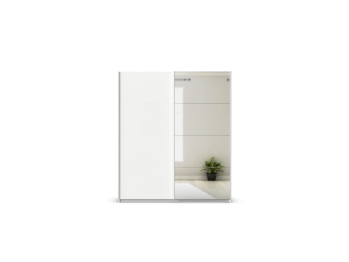 RAUCH Quadra Schwebetürenschrank Weiß mit Spiegelelementen und Eiche, B/H: 181 x 210 cm - Bild 3