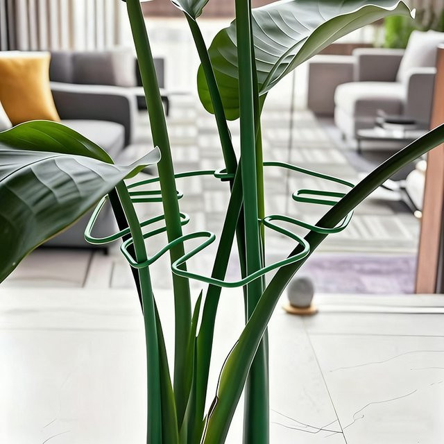 Robuster Monstera Pflanzenstützrahmen als Kletterhilfe und Blattstabilisator für hohe Zimmerpflanzen in Schwarz und Grün - Bild 1