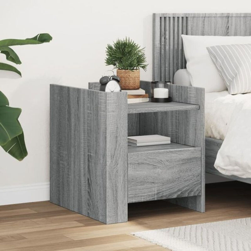 Moderner Nachttisch Vidaxl aus Holzwerkstoff in Grau, B/T/H: 45 x 50 x 50 cm - Bild 1