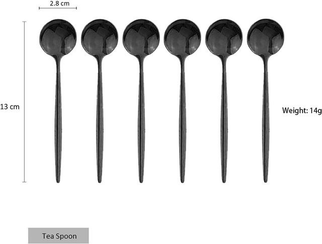 JANKNG Mini Rührlöffel Set aus Edelstahl in Schwarz und Gold, 6 Stück - Bild 1