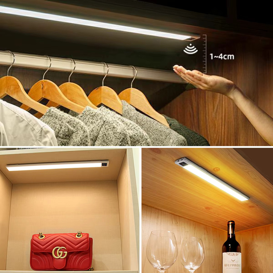 MALITAI LED Bar Lichtleiste mit Bewegungssensor, wiederaufladbare USB Nachtlampe aus Aluminium in Weiß und Silber für Schrank, Treppe und Schlafzimmer - Bild 4