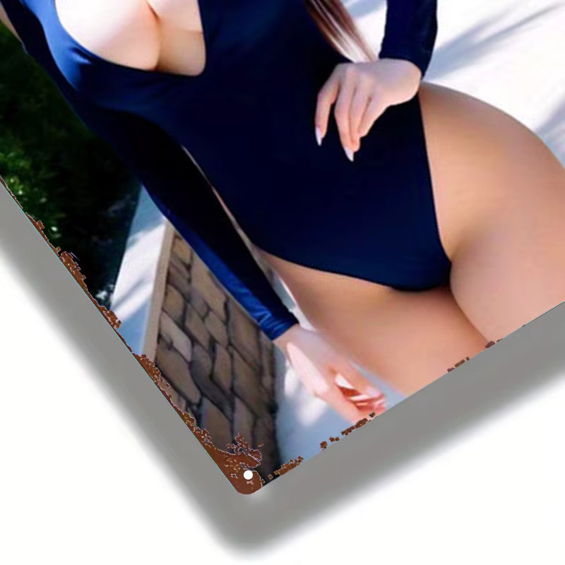CIFBUY Metallschild mit blauem Body-Suit-Motiv als tropische Wandkunst, B: 20,3 cm, H: 30,5 cm - Bild 5