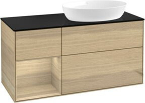 V&B Waschtischunterschrank Finion mit Wandbeleuchtung in Eiche Oak und Beige, Breite: 120 cm, Tiefe: 50,1 cm, Höhe: 50,1 cm - Bild 1