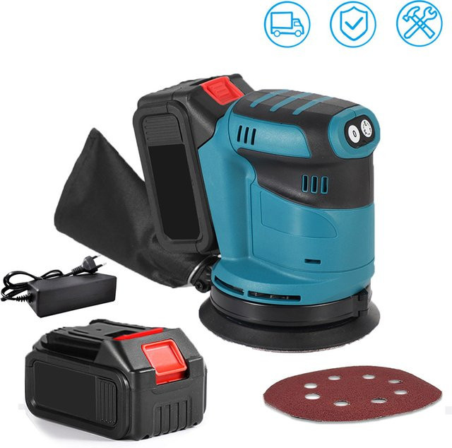 Makita LXT Elektrischer Exzenterschleifer in Blau für 18 V Akku, 125 mm Schleifscheibenaufnahme, 3-Gang-Holzschleifer zum Schleifen und Polieren - Bild 1