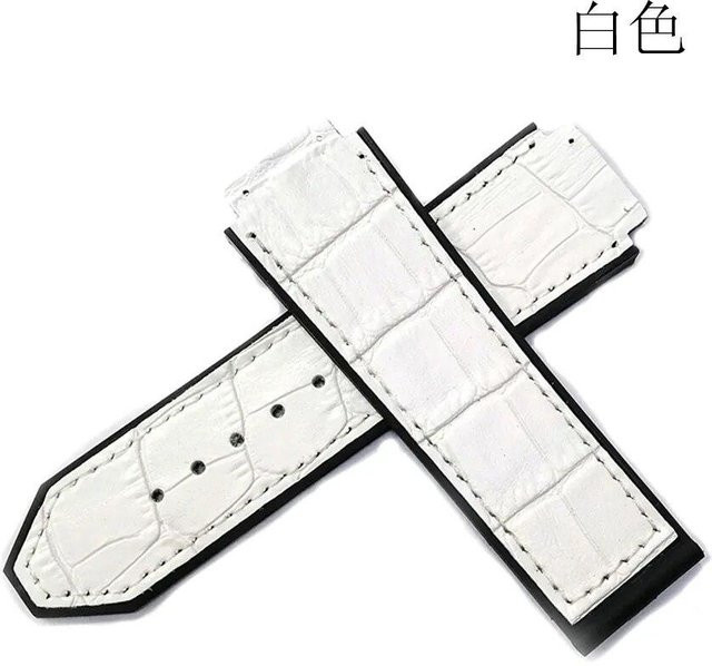 Hengbao Uhrenarmband Leder und Silikon, Weiß, 25 mm * 19 mm, Unisex - Bild 1
