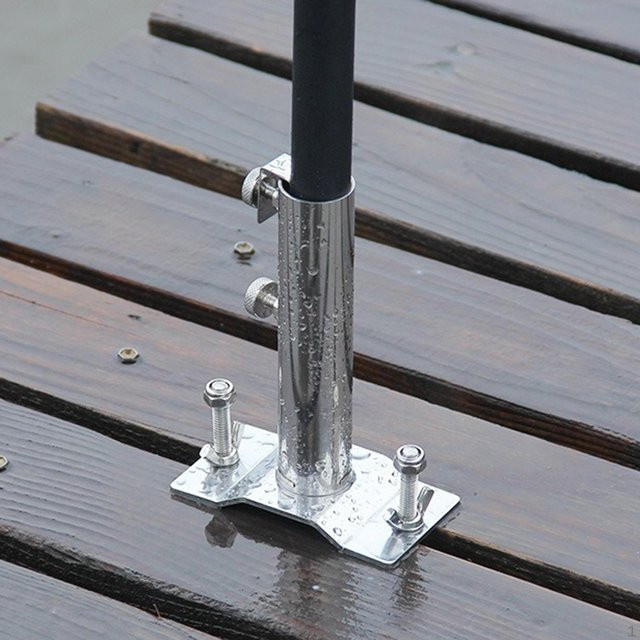Edelstahl-Sonnenschirmständer in Silber für Holzterrassen mit 29 mm Klemmaufnahme - Bild 1