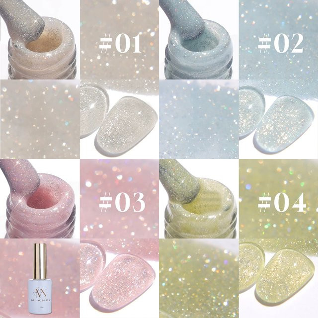 MISS MIANEL Gel-Nagellack, Schimmernd, Rosa Blau Weiß Grün - Bild 1