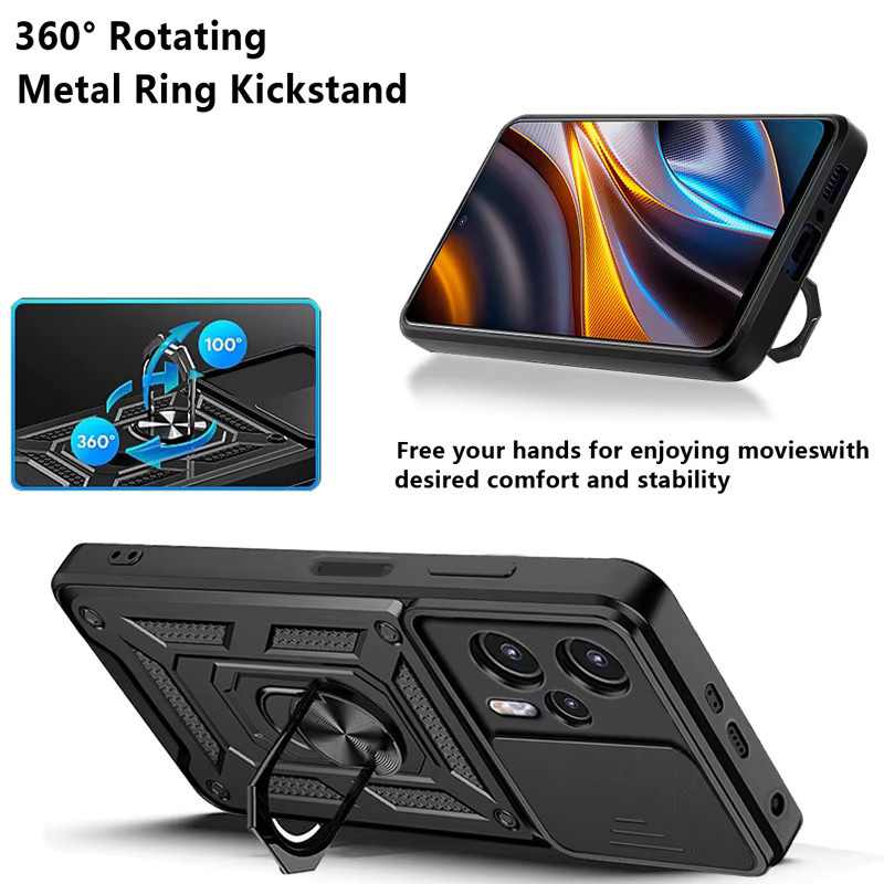 Stoßfeste Rüstung-Schutzhülle mit Ring für Xiaomi Poco F3 F4 GT F5 X7 X6 X5 X4 X3 NFC GT M3 M4 Pro in Pink und Black - Bild 5