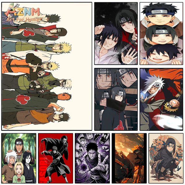 Kayou Naruto Anime Leinwandgemälde Akatsuki Itachi Sasori Jiraiya Wandkunstdruck Mehrfarbig ohne Rahmen - Bild 1