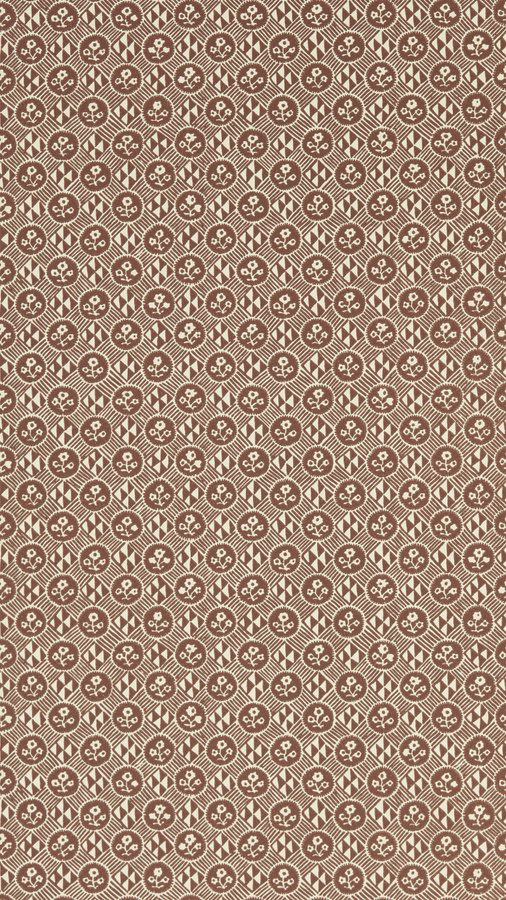 Zoffany Tapete Diamonds & Flowers in Rot und Braun mit floralem Design und botanischem Muster - Bild 1