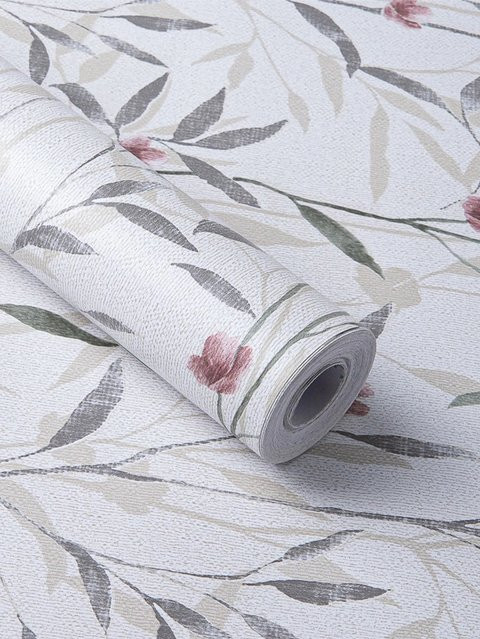Selbstklebende Vinyl-Tapete von Wokhome mit Blumenblättern in Weiss und Multicolour, wasserfeste und abnehmbare Wandgestaltung zur Möbelrenovierung - Bild 1
