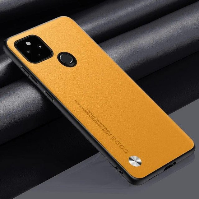 Luxus PU-Lederhülle mit Silikonschutz für Google Pixel 5, 5A, 5G und 4A in Gelb - Bild 1