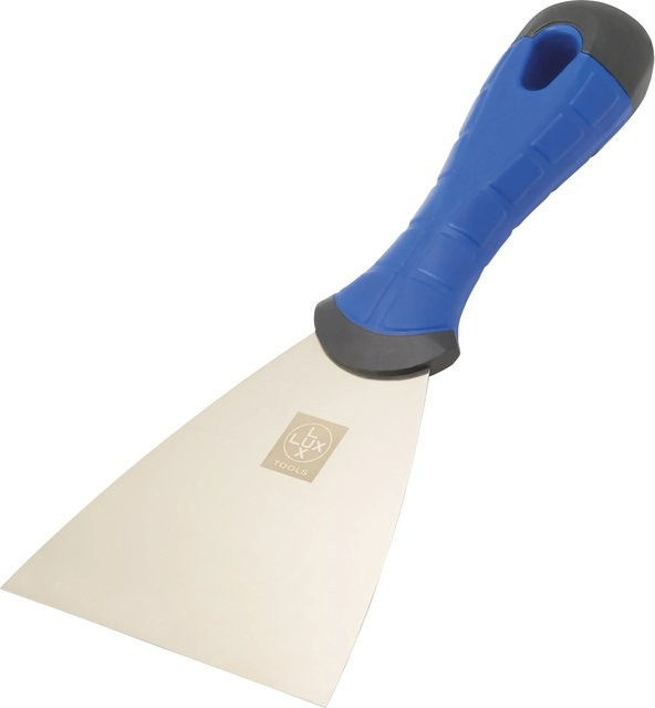 LUX-TOOLS Spachtel Comfort aus Edelstahl in Blau mit rutschfestem Griff, Breite: 10 cm - Bild 1