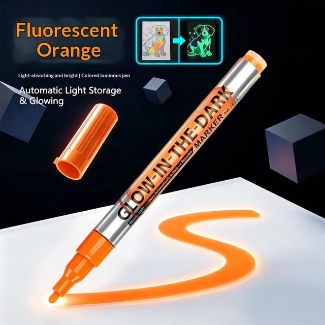 Candi Fluoreszierende Leuchtende Marker Set in 8 Farben, Wasserdichte DIY Bastelstifte für kreative Kunstwerke, Weiß und Orange - Bild 1