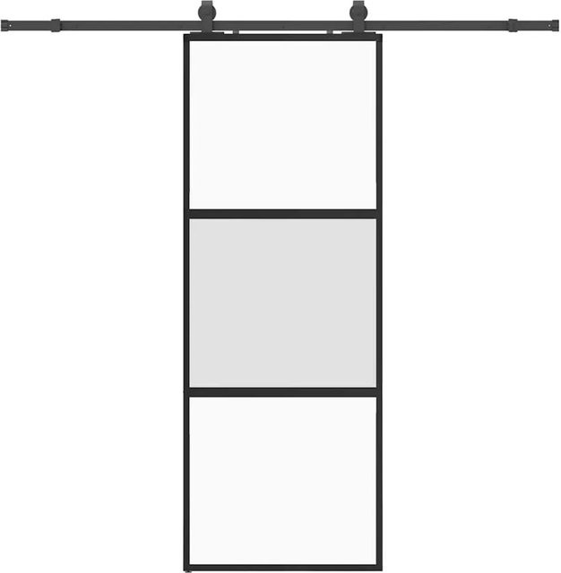 vidaXL Schiebetür aus Hartglas mit Beschlag in Schwarz, B/H: 76 x 205 cm - Bild 1