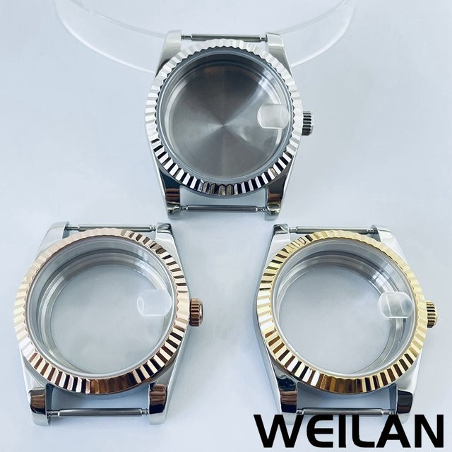ANGLANG Uhrengehäuse, silbrig roségold, Saphirkristall, 36mm 40mm - Bild 1