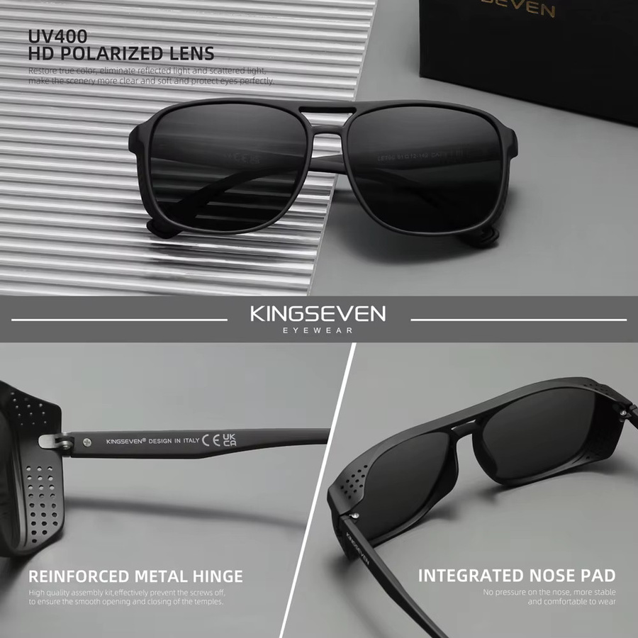KINGSEVEN Sonnenbrille, Vollrand, Schwarz, Kunststoff, Herren, polarisiert - Bild 4