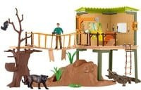 Schleich Wild Life Abenteuerstation Spielfigur Set mit Wildtieren aus Dschungel und Savanne