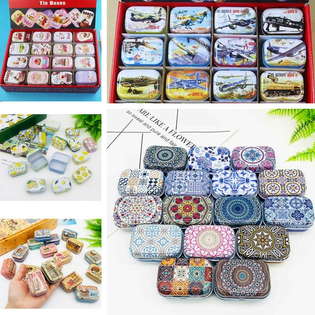 10 Stück Mini-Blechdosen mit Vintage-Muster in Multicolour, kleine Metall-Aufbewahrungsboxen für Schmuck und Süßigkeiten - Bild 1