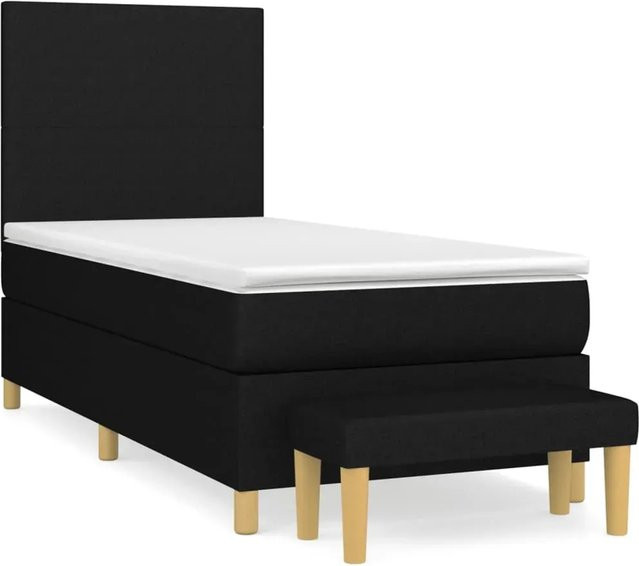 vidaXL Boxspringbett Hybrid mit Matratze und Taschenfederkern, Schwarz, B: 80 cm, T: 200 cm, H: 128 cm - Bild 1