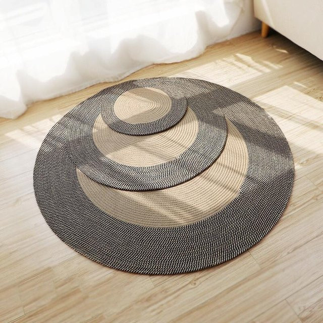 Runder Wohnzimmerteppich aus Jute und Polyester in Grau, Durchmesser: 40 cm - Bild 1