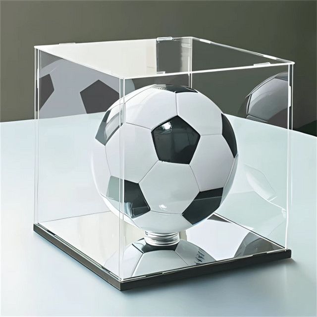 Acryl-Montagedisplaybox für Fußball- und Basketball-Kollektionen mit runder Basis, transparent - Bild 1
