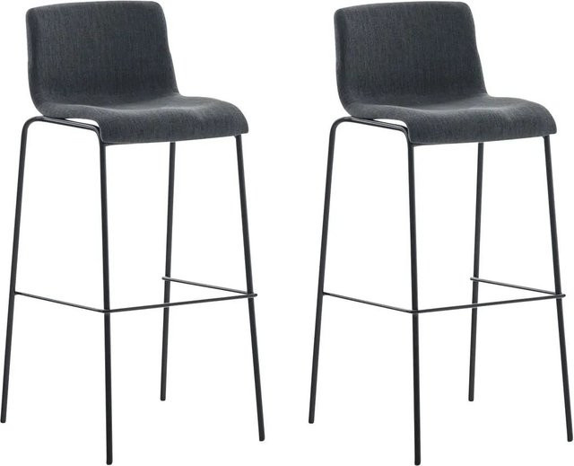DELUKE 2er Set Barhocker TENAR in Dunkelgrau und Schwarz mit Lehne aus Stoff und Metall, B/T/H: 43 x 48 x 100 cm - Bild 1