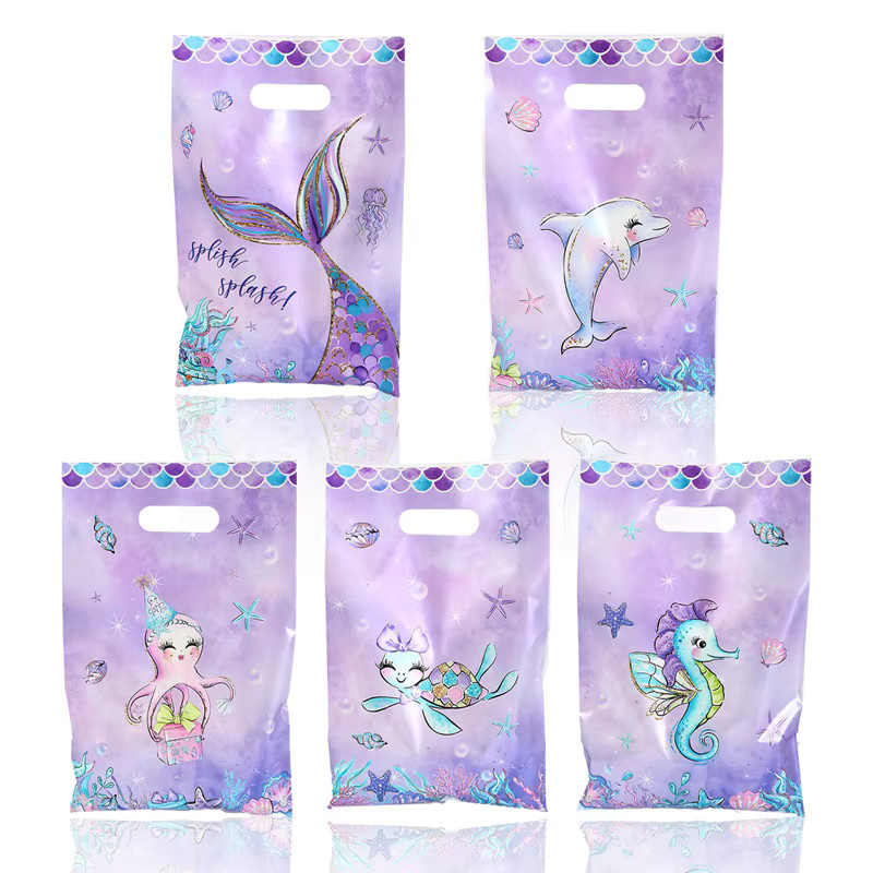 Lila Meerjungfrauen Geschenkverpackungstüten aus Kunststoff für Babyparty und Hochzeitsdekoration - Bild 2