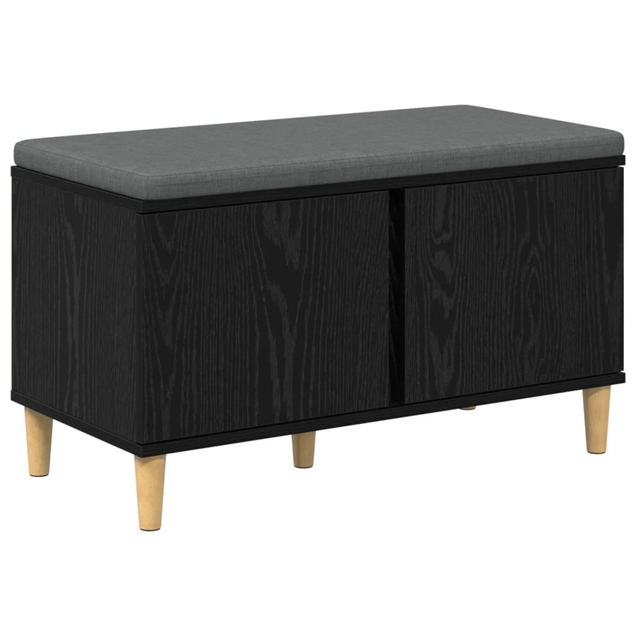 vidaXL Flurbank mit Kissen und Schuhregal in Schwarzer Eiche, B/T/H: 80 x 38 x 46 cm - Bild 2