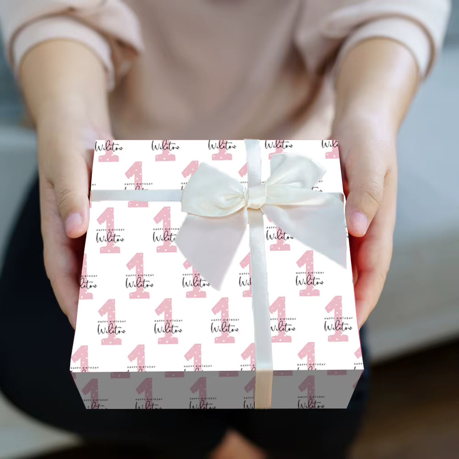 WEIGAO Geschenkpapier für Geburtstage und Jubiläen in Rosa und Blau mit personalisierbaren Namen oder Alter - Bild 3