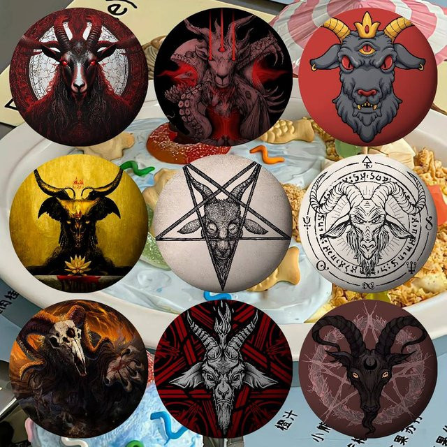 Brosche Teufel Ziege Satan, Weißblech, Unisex - Bild 1