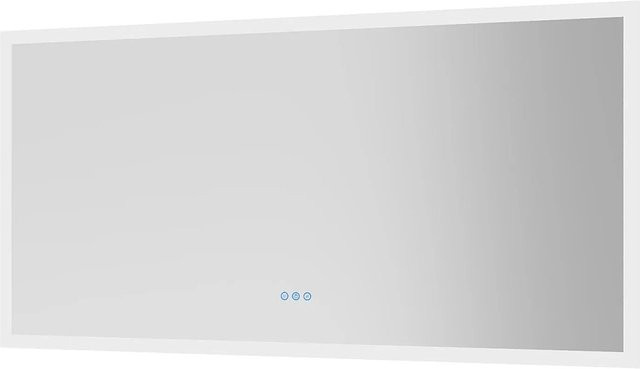 Aquabatos Badspiegel mit LED-Beleuchtung und Spiegelheizung, Rechteckig, Silber, B: 140 cm, H: 70 cm, Dimmbar und Shatterproof - Bild 1