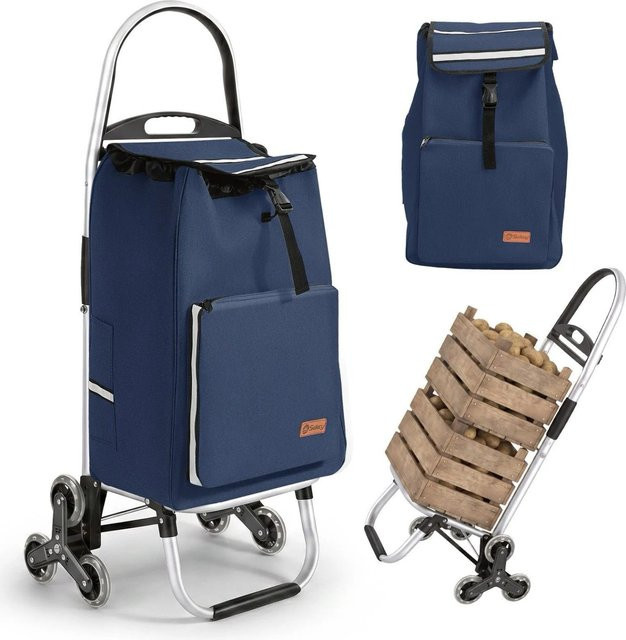 Sekey Einkaufstrolley Aluminium Klappbar Treppensteiger mit Kühlfach Blau 50L - Bild 1
