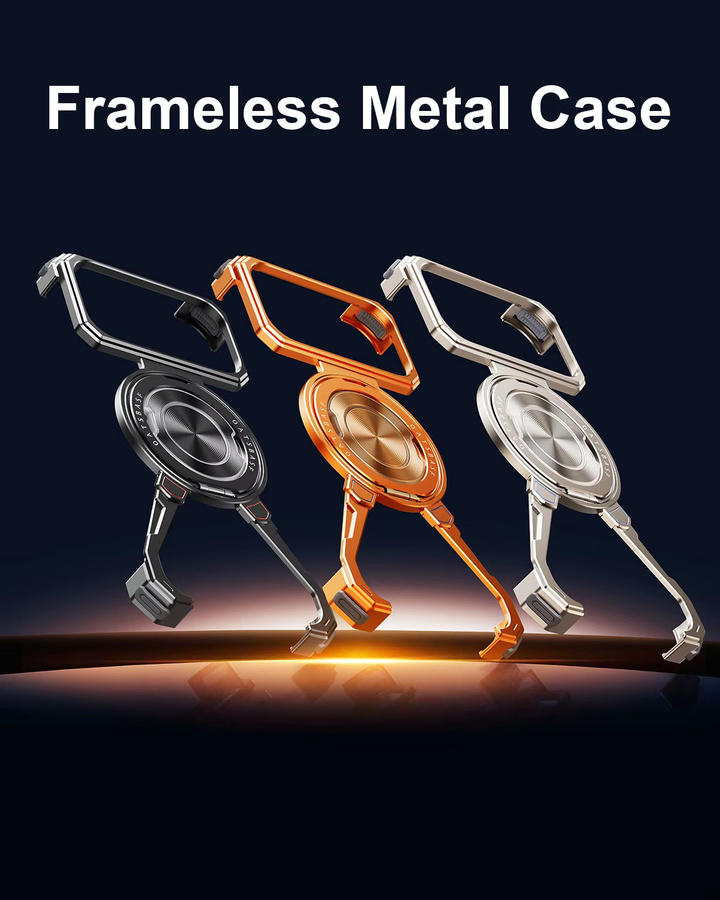 Eary Stoßfeste Handyhülle für iPhone 17 Pro Max mit 360 Grad drehbarem Ständer und magnetischem Metallrahmen, Farbe: Orange - Bild 4