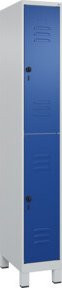 C+P Doppelstock-Spind Classic PLUS mit Füßen und 1 Abteil, Stahl, Grau/Blau, H x B x T: 195 x 30 x 50 cm - Bild 1