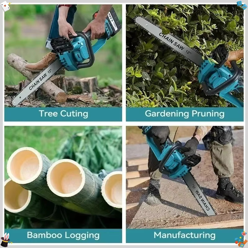 Makita Akku-Kettensäge 600W mit 12 Zoll Schiene, kabellose elektrische Holzbearbeitungs-Säge in Blau für 18/20V Akkus - Bild 3