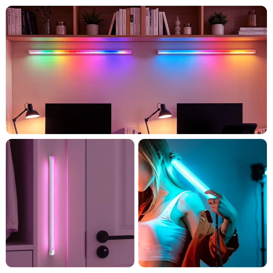 GGBEE Wiederaufladbare RGB-LED-Schranklampe mit Bewegungssensor und Magnetbefestigung, Multicolour Lichtleiste für Schlafzimmer und Wohnzimmer, Weiß - Bild 2