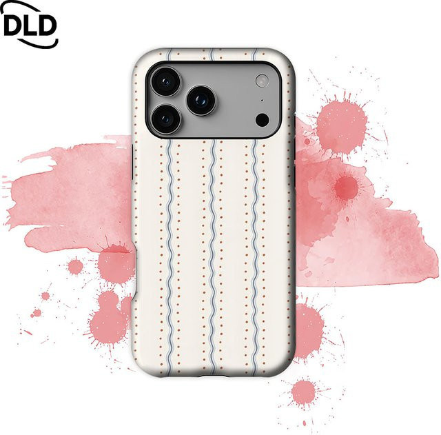 Robuste Potdemiel Handyhülle mit Wellenstreifen und Punkten für iPhone 17 16 15 14 13 Pro Max Plus in Weiß mit Magnetfunktion - Bild 1